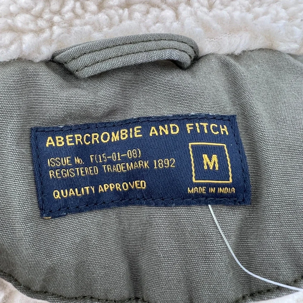 NWT Abercrombie & Fitch Mens Sherpa Parka Jacket Military Olive Green‎ size M